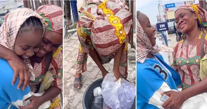 Kind lady, elderly woman, sachet water hawker, N10k, surprise