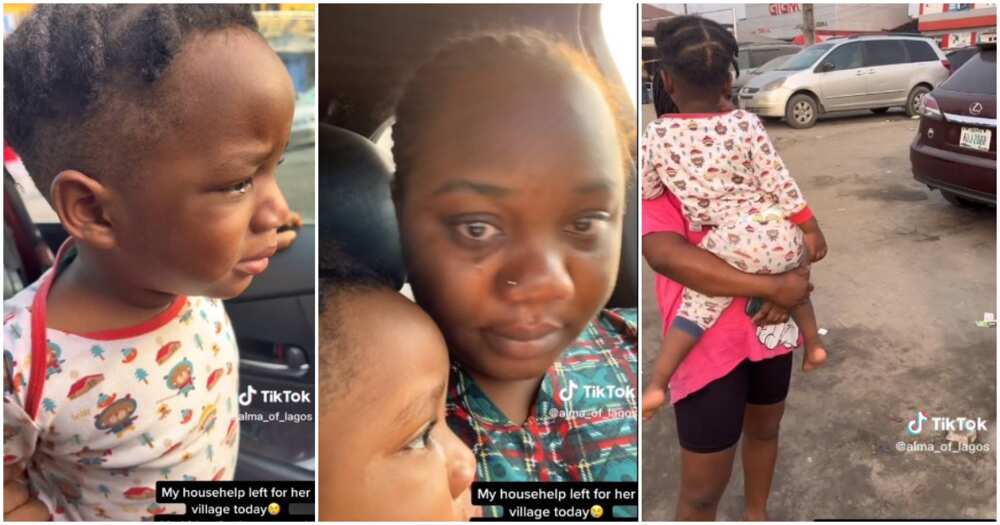 Madam and her little son, househelp, travel to village, cry at bus park Madam and her little son, househelp, travel to village, cry at bus park