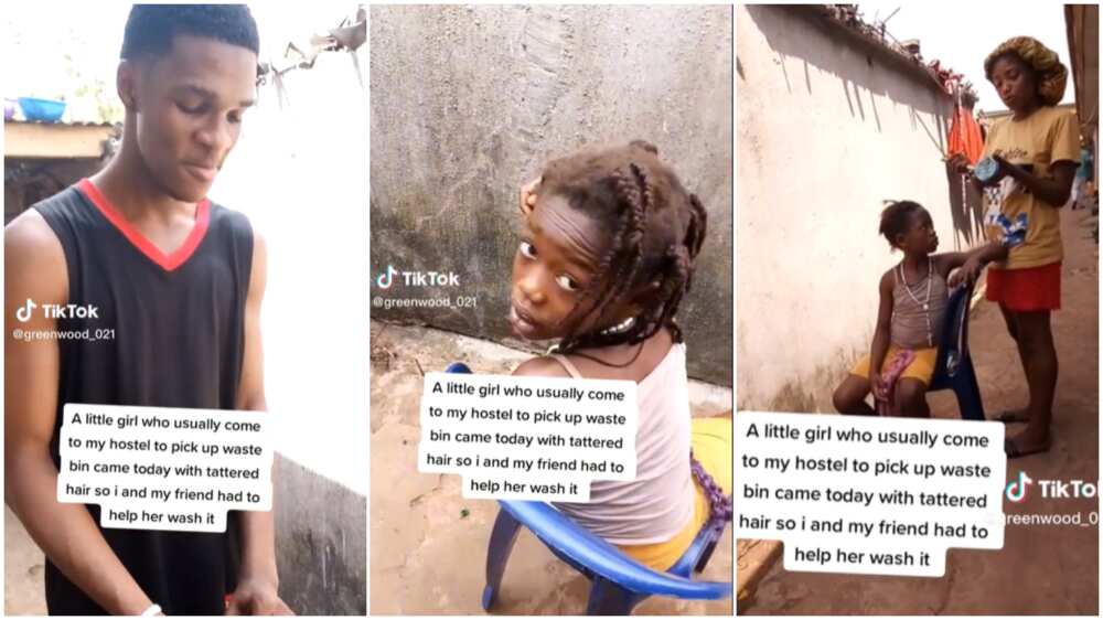 Random act of kindness/man makes girl's hair. Random act of kindness/man makes girl's hair.