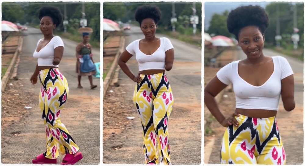 Photos of a Akosua Joyce, a beautiful lady with one hand.