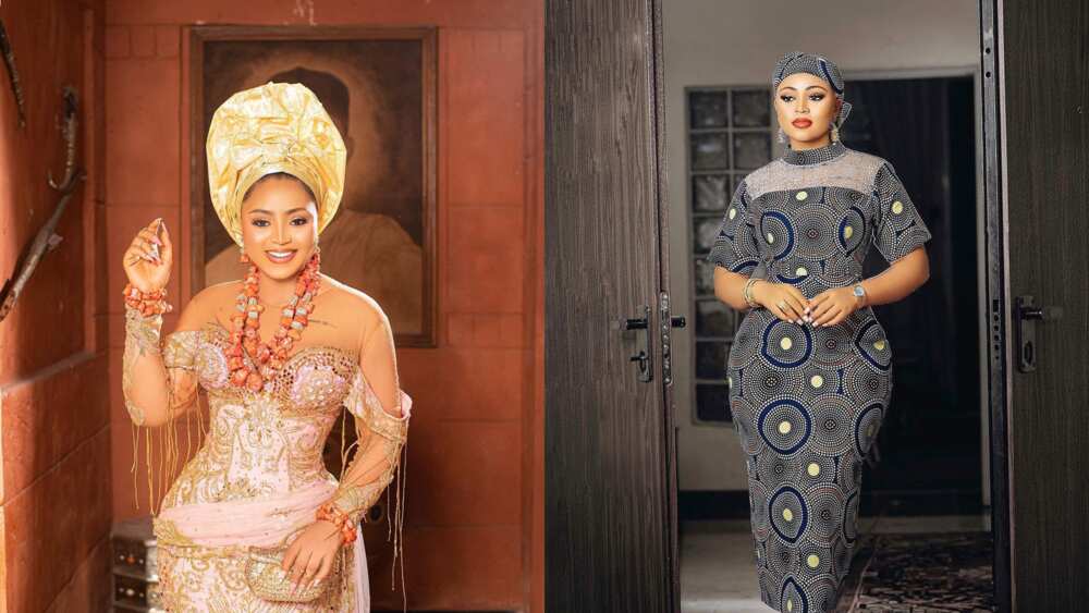 Regina Daniels in elegant outfits