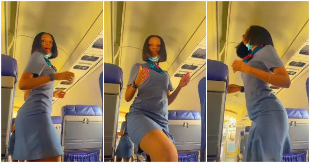 Beautiful Female Flight Attendant Records Herself As She Dances With Her Waist In An Aeroplane 4767