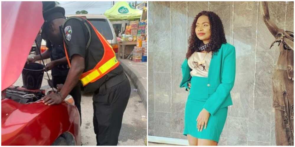 Nigerians react as lady shares stunning experience with police offices who fixed her car