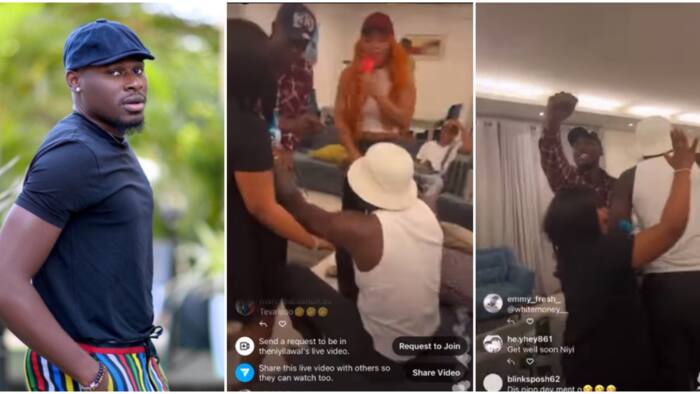 BBN stars speak in tongues as they pray for ailing co-star Niyi to get on his feet and walk, video trends