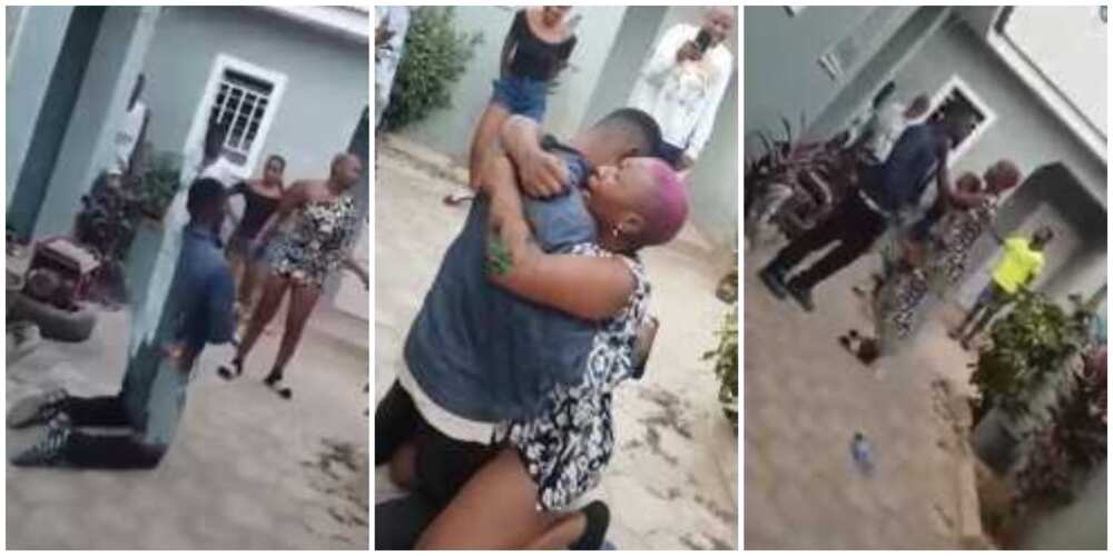 Video shows moment Nigerian man slapped girlfriend hard on face to seek her hand in marriage