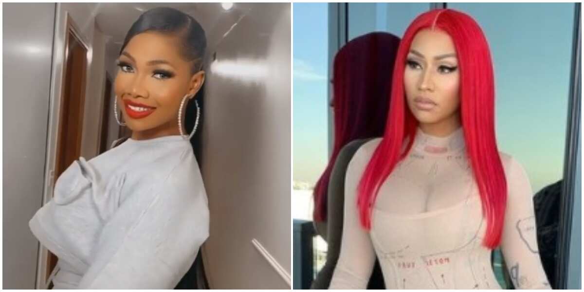 Tacha, titans react as American rapper Nicki Minaj follows BBNaija star