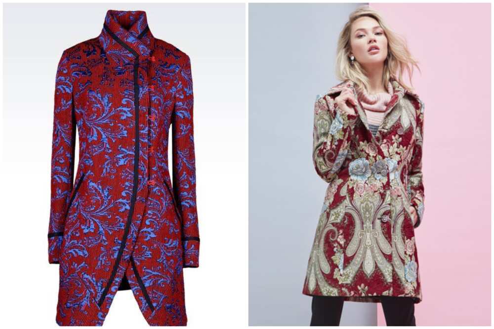 Variations of damask wrap coat styles