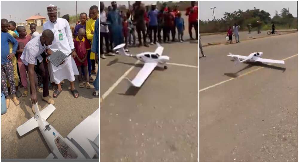 Photos of a Nigerian man who build aircraft model.