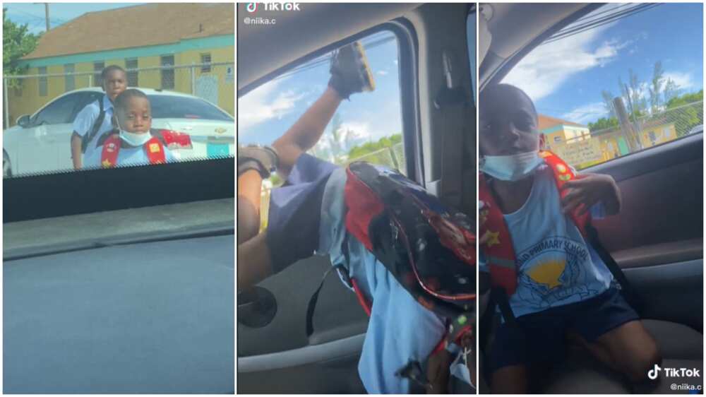 Mother and son goals/boy flew into his mum's car.