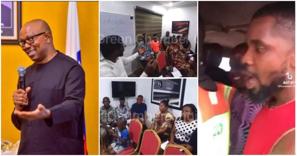 Photos of Peter Obi, choir and Ellu P man