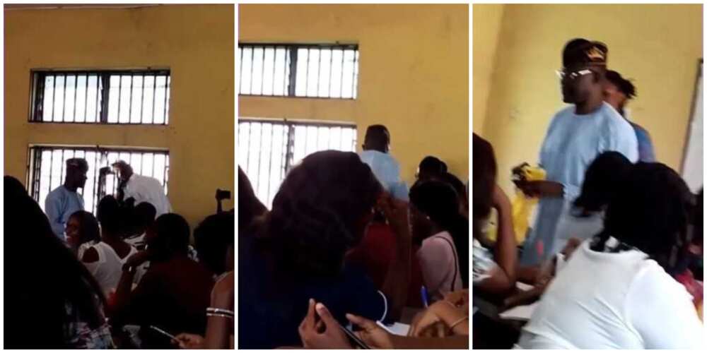 Nigerian Lecturer Distributes Boiled Corn to His Students During Lecture, Video Goes Viral