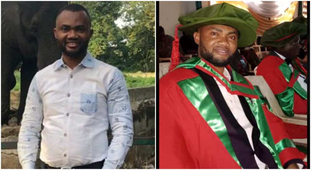 Photos of a Nigerian man who bagged PhD.