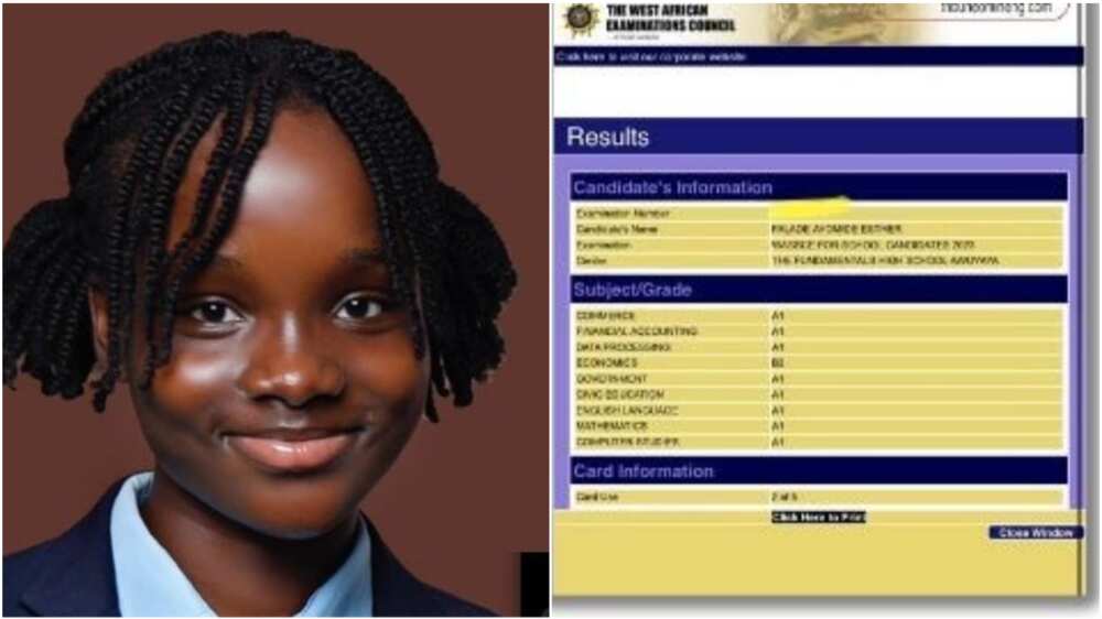 Falade Ayomide Esther/WAEC/2023 WASSCE Results