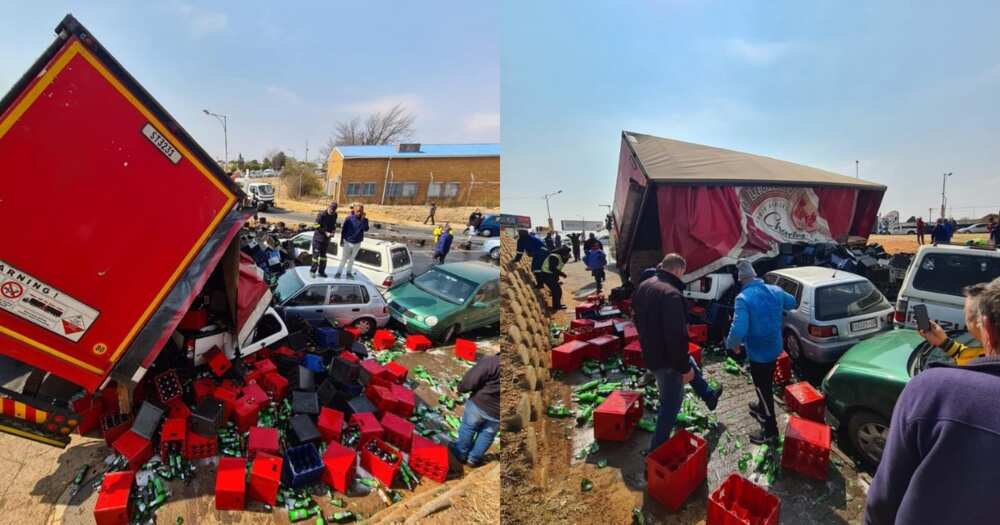 Christmas comes early for local booze drinkers after beer truck accident Christmas comes early for local booze drinkers after beer truck accident