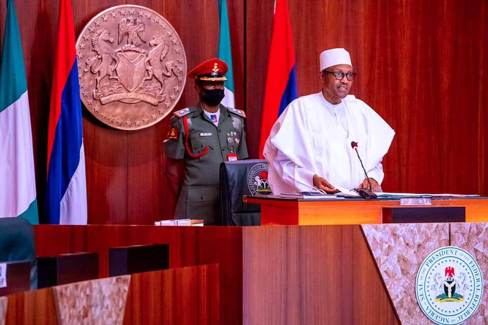 President Buhari presiding over a crucial meeting