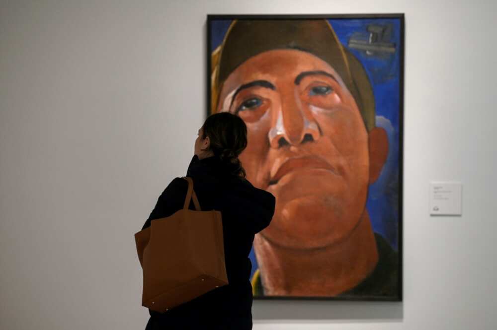 Among the works on display is a realistic portrait of a soldier by Kostiantyn Yeleva