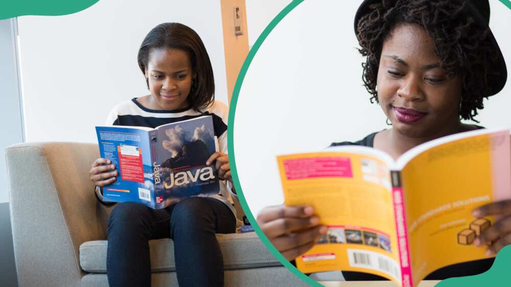 Female students reading