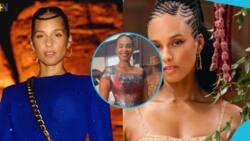 Ghanaian lady who resembles Alicia Keys stuns In A shiny corseted brocade dress: "She is so beautiful"