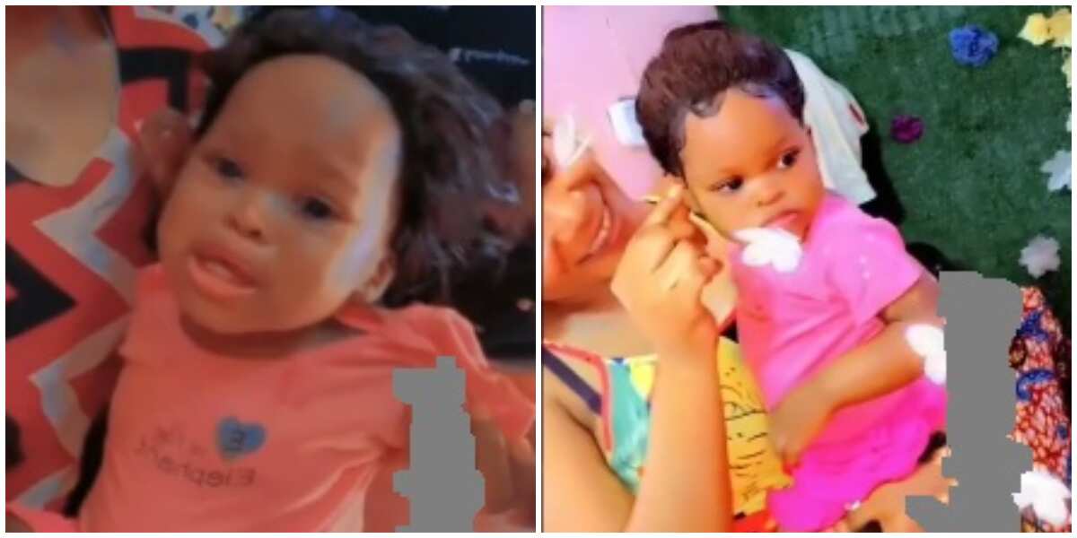 Why are you stressing the baby? Nigerians put mum on blast for making her toddler get lace frontal