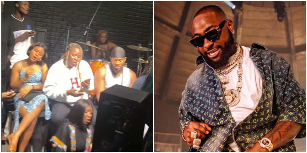 Music group renders Davido's feel, Davido on stage during Timeless concert