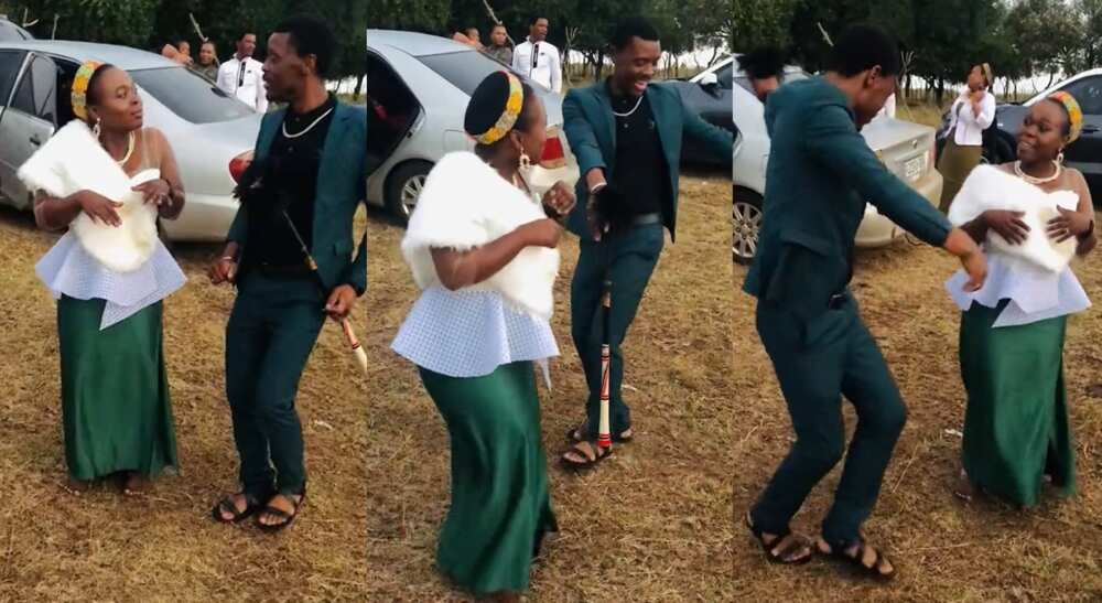 Mzansi polygamous man dancing with 1st wife