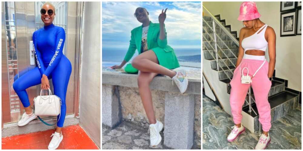 Photos of Nancy Isime in sporty outfits.