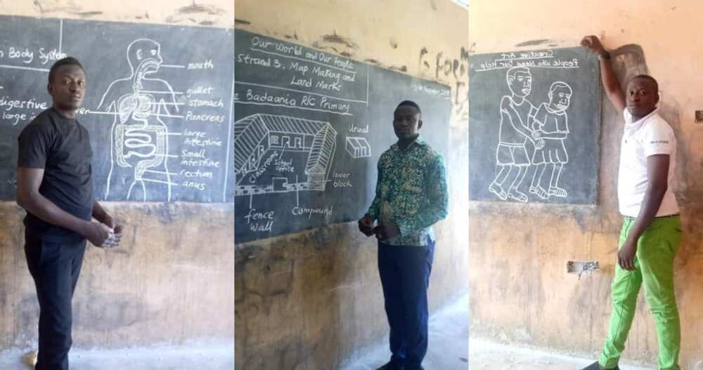 Ghanaians Shower Massive Praises on Teacher who goes Extra mile to Impart Knowledge with Drawing
