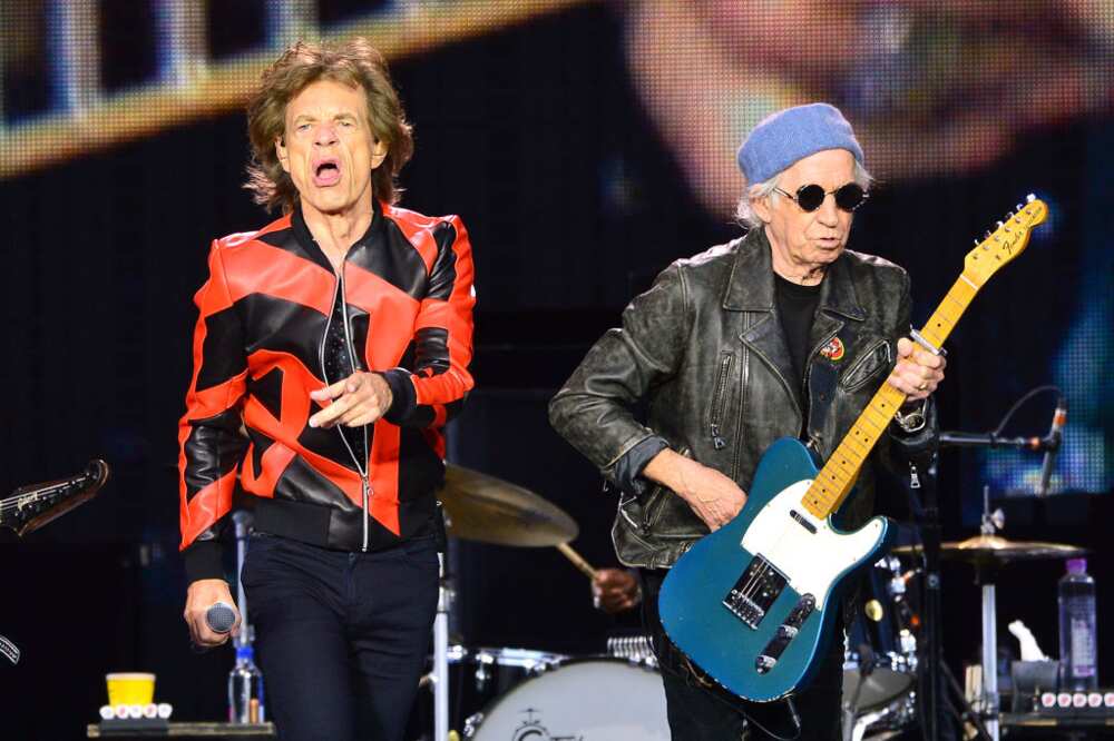 Mick Jagger (L) and Keith Richards (L) perform at a concert in Liverpool, England.