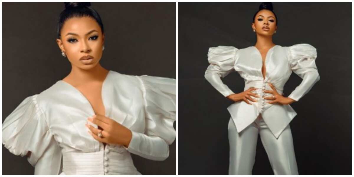 Workwear fashion: BBNaija star Liquorose serves fashion goals in pristine white look