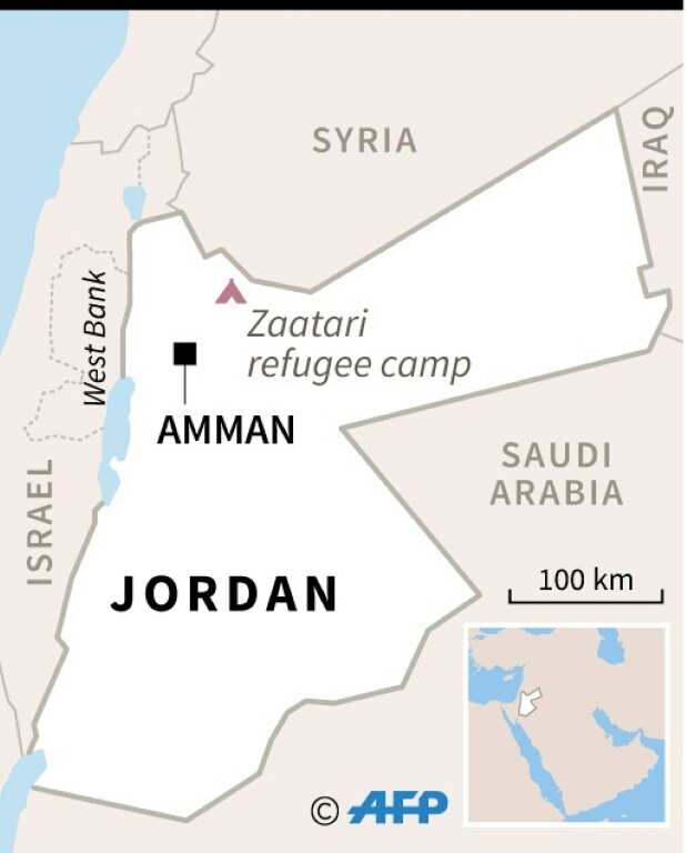 Map locating Zaatari refugee camp in Jordan,