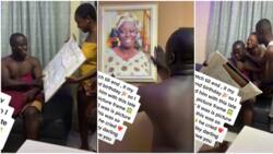 "You made him remember": Man sheds tears as wife surprises him with a frame of his late mum as birthday gift