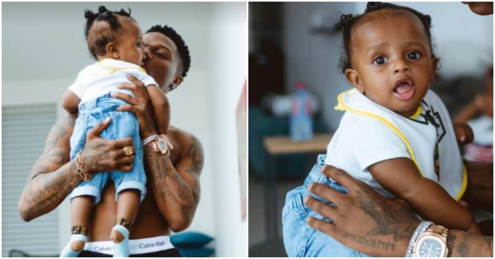 Nigerian singer Wizkid and his baby