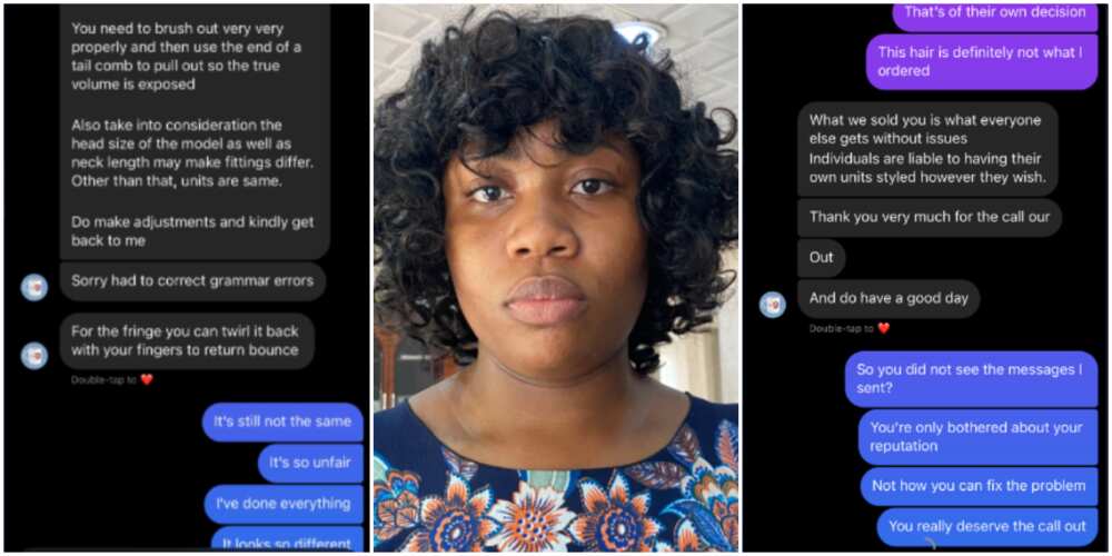 Lady laments as she shares photos of hair she ordered and what the vendor sent instead