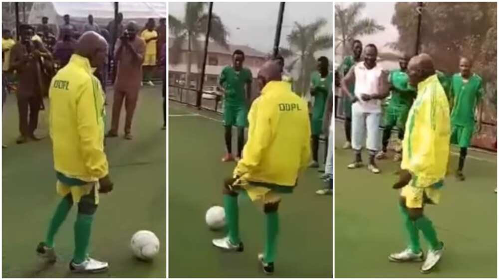 85-Year-Old Obasanjo Displays Football Skills