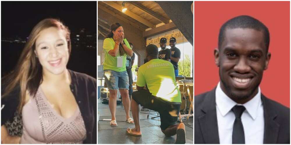 Reactions as man proposes marriage to his American girlfriend at a church program Reactions as man proposes marriage to his American girlfriend at a church program