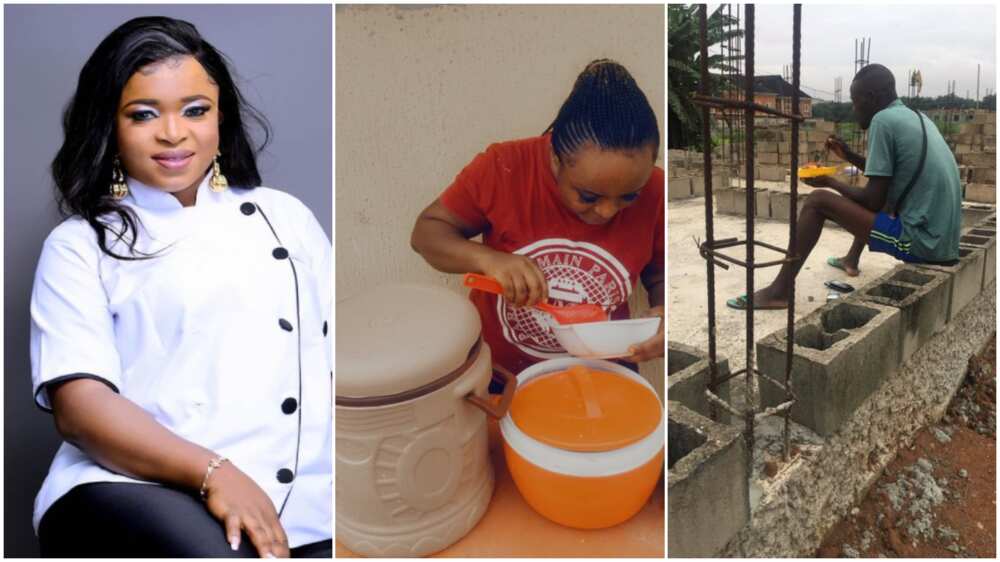 Nigerian lady cooks food, goes to building site, sells it to labourers to make money