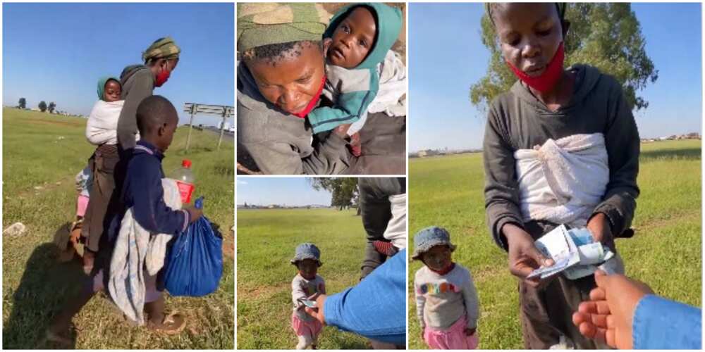 Kind Man Gives Woman who Begs on the Road with her Kids Cash and ...