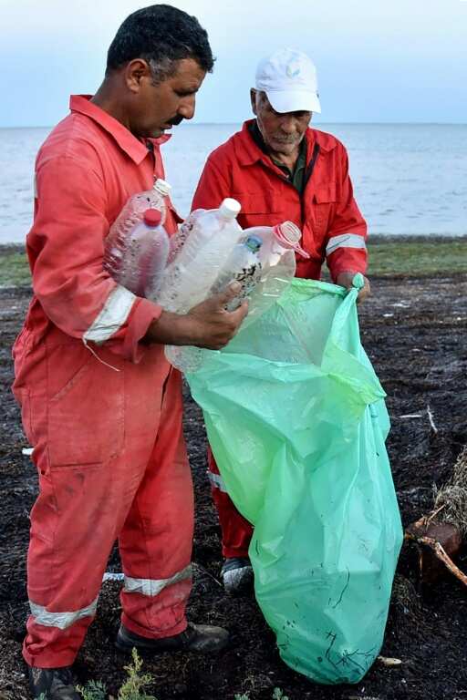 Informal collectors, known in Tunisia as 'barbeshas', recover the plastic waste from beaches on the Kerkennah Islands