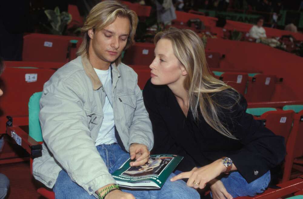 David et Estelle Hallyday lors du tournoi de tennis de Bercy le 4 novembre 1990 à Paris, France.