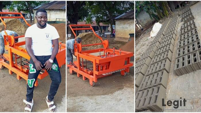 Nigerian graduate who is a brickmaker saves for 3 years, buys brick-making machine, shares cool photos