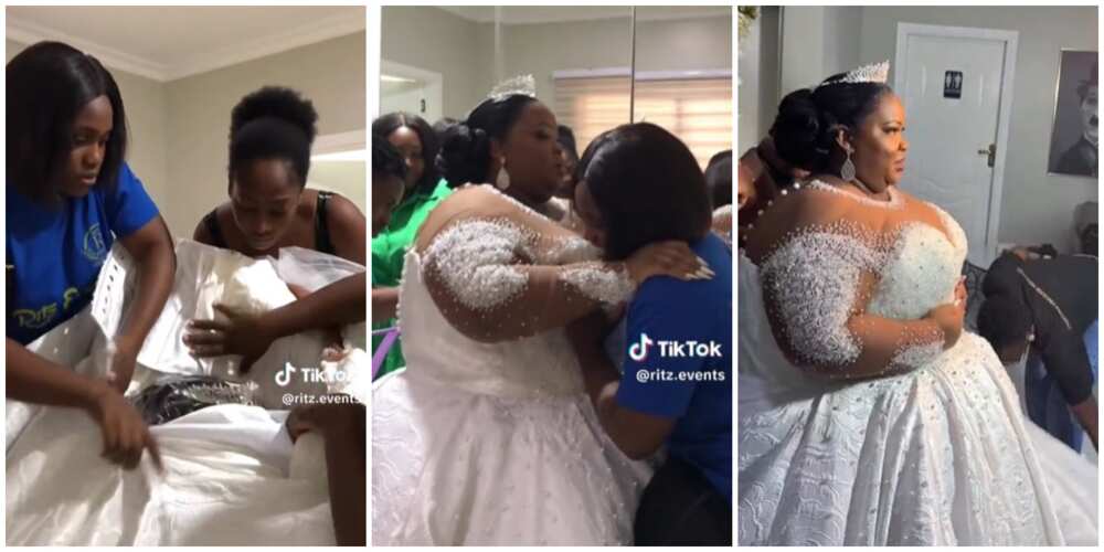 Photos of the bride getting dressed