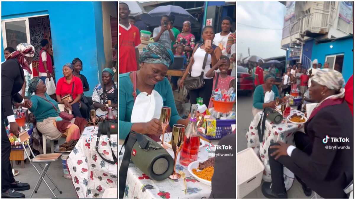 Watch this young Nigerian man take old woman on public date as people get emotional (video)