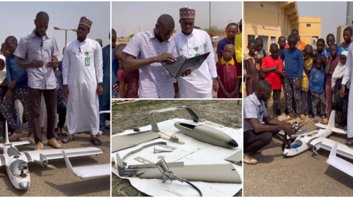 "Naija talent": Cute Abiola posts video as Kwara man builds planes with local items, flies it in viral clip