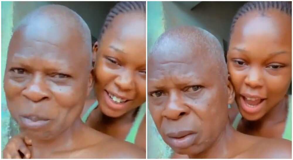 Photos of old man and his daughter, old man and daughter in viral TikTok video.