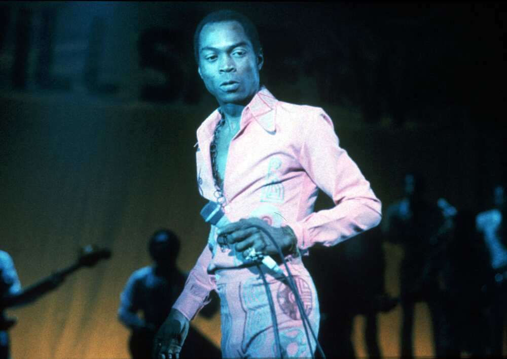Fela Kuti performing on stage