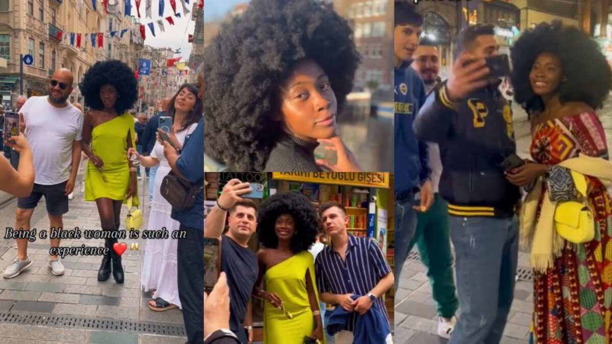 Captivating moments caught in Istanbul, as black & beutiful TikTok star mesmerizes many with huge afro