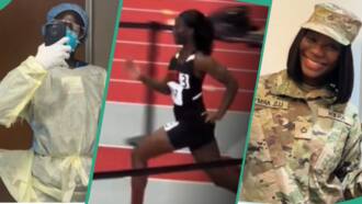 Nurse, track jumper, soldier: Nigerian lady abroad showcases her professional life
