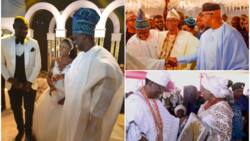 Amosun, Dapo Abiodun meet in public for the first time at Gbenga Daniel son's beautiful wedding (photos, videos)