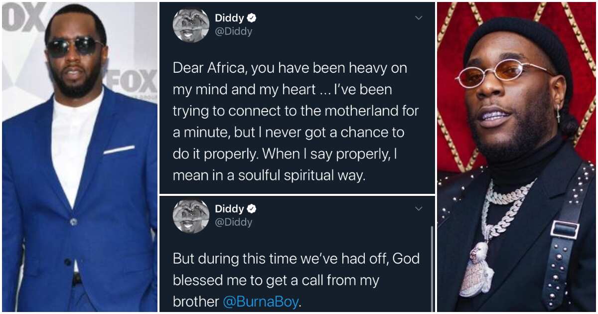 P Diddy Pens Heartfelt Note To Africans After Working With Burna Boy