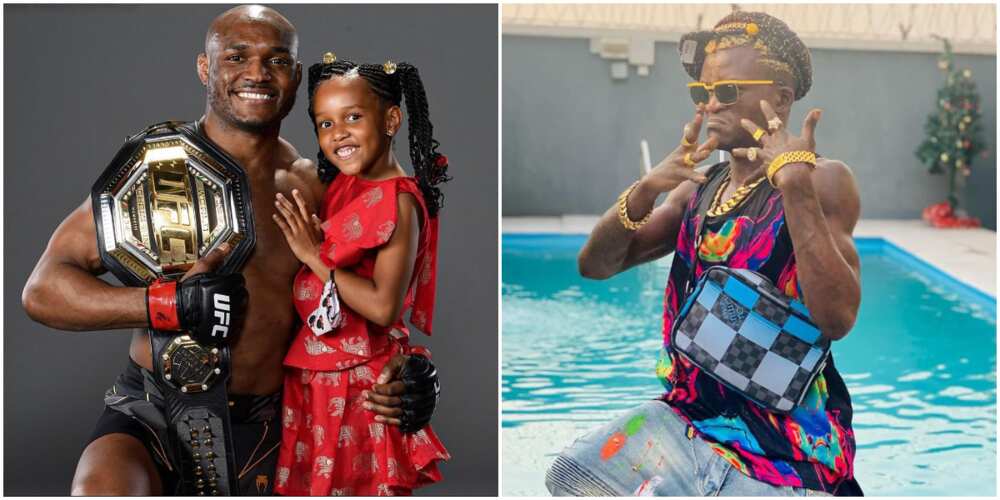 UFC champion Kamaru Usman shows off as they both dance to Portable's Zazu song UFC champion Kamaru Usman shows off as they both dance to Portable's Zazu song